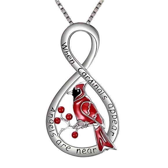 Cardinal Necklace Inspirational Inscribed When Cardinals Appear Angels Are Near - Picture 1 of 16